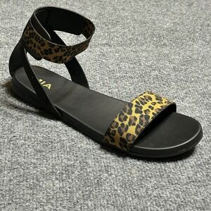 Mia Sandals Women 10 Lydya Leopard Animal Print Summer Flat Elastic Gladiator